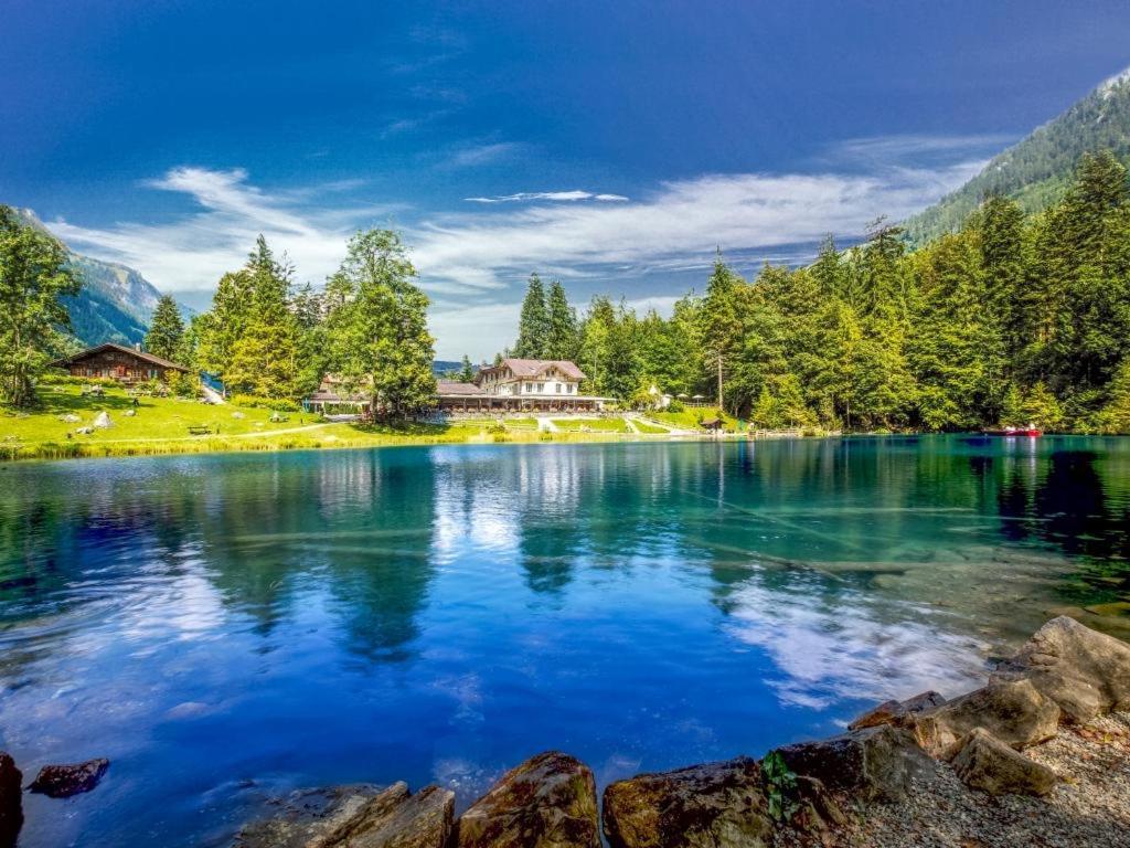 Edelweiss 4 Zi Ferienwohnung In Landhaus Frutigen Esterno foto